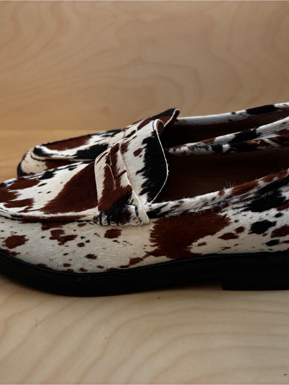 Steve Madden Madison Brown Cow Print Loafers - Picture 4 of 6